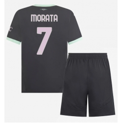 Strój piłkarski AC Milan Alvaro Morata #7 Koszulka Trzeciej dziecięce 2024-25 Krótki Rękaw (+ Krótkie spodenki)