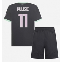 Strój piłkarski AC Milan Christian Pulisic #11 Koszulka Trzeciej dziecięce 2024-25 Krótki Rękaw (+ Krótkie spodenki)