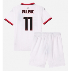 Strój piłkarski AC Milan Christian Pulisic #11 Koszulka Wyjazdowej dziecięce 2024-25 Krótki Rękaw (+ Krótkie spodenki)