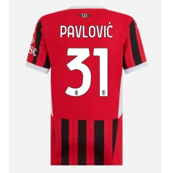 Strój piłkarski AC Milan Strahinja Pavlovic #31 Koszulka Podstawowej damskie 2024-25 Krótki Rękaw