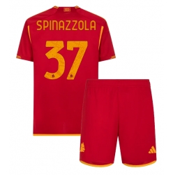 Strój piłkarski AS Roma Leonardo Spinazzola #37 Koszulka Podstawowej dziecięce 2023-24 Krótki Rękaw (+ Krótkie spodenki)