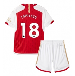 Strój piłkarski Arsenal Takehiro Tomiyasu #18 Koszulka Podstawowej dziecięce 2023-24 Krótki Rękaw (+ Krótkie spodenki)