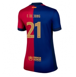 Strój piłkarski Barcelona Frenkie de Jong #21 Koszulka Podstawowej damskie 2024-25 Krótki Rękaw