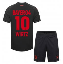 Strój piłkarski Bayer Leverkusen Florian Wirtz #10 Koszulka Podstawowej dziecięce 2023-24 Krótki Rękaw (+ Krótkie spodenki)