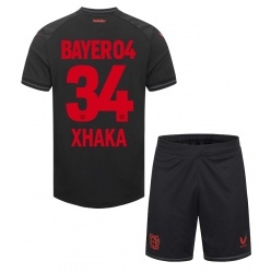 Strój piłkarski Bayer Leverkusen Granit Xhaka #34 Koszulka Podstawowej dziecięce 2023-24 Krótki Rękaw (+ Krótkie spodenki)