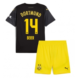 Strój piłkarski Borussia Dortmund Maximilian Beier #14 Koszulka Wyjazdowej dziecięce 2024-25 Krótki Rękaw (+ Krótkie spodenki)