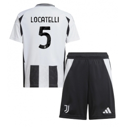 Strój piłkarski Juventus Manuel Locatelli #5 Koszulka Podstawowej dziecięce 2024-25 Krótki Rękaw (+ Krótkie spodenki)