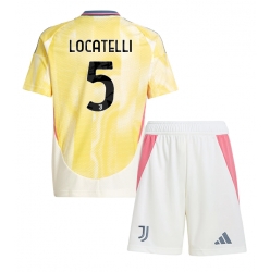 Strój piłkarski Juventus Manuel Locatelli #5 Koszulka Wyjazdowej dziecięce 2024-25 Krótki Rękaw (+ Krótkie spodenki)