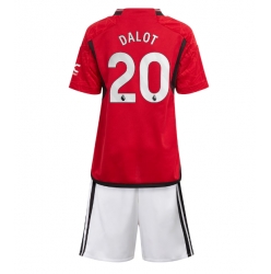 Strój piłkarski Manchester United Diogo Dalot #20 Koszulka Podstawowej dziecięce 2023-24 Krótki Rękaw (+ Krótkie spodenki)