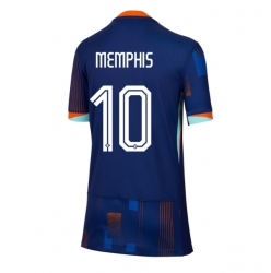 Strój piłkarski Niderlandy Memphis Depay #10 Koszulka Wyjazdowej damskie ME 2024 Krótki Rękaw