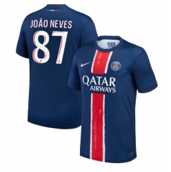 Strój piłkarski Paris Saint-Germain Joao Neves #87 Koszulka Podstawowej 2024-25 Krótki Rękaw