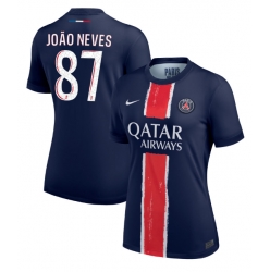 Strój piłkarski Paris Saint-Germain Joao Neves #87 Koszulka Podstawowej damskie 2024-25 Krótki Rękaw