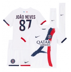 Strój piłkarski Paris Saint-Germain Joao Neves #87 Koszulka Wyjazdowej dziecięce 2024-25 Krótki Rękaw (+ Krótkie spodenki)