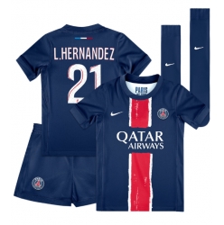 Strój piłkarski Paris Saint-Germain Lucas Hernandez #21 Koszulka Podstawowej dziecięce 2024-25 Krótki Rękaw (+ Krótkie spodenki)