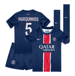 Strój piłkarski Paris Saint-Germain Marquinhos #5 Koszulka Podstawowej dziecięce 2024-25 Krótki Rękaw (+ Krótkie spodenki)