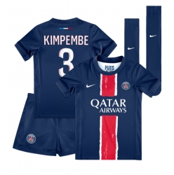 Strój piłkarski Paris Saint-Germain Presnel Kimpembe #3 Koszulka Podstawowej dziecięce 2024-25 Krótki Rękaw (+ Krótkie spodenki)