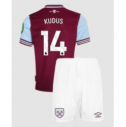 Strój piłkarski West Ham United Mohammed Kudus #14 Koszulka Podstawowej dziecięce 2024-25 Krótki Rękaw (+ Krótkie spodenki)