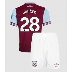 Strój piłkarski West Ham United Tomas Soucek #28 Koszulka Podstawowej dziecięce 2024-25 Krótki Rękaw (+ Krótkie spodenki)