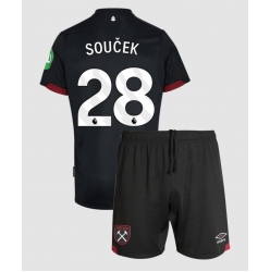 Strój piłkarski West Ham United Tomas Soucek #28 Koszulka Wyjazdowej dziecięce 2024-25 Krótki Rękaw (+ Krótkie spodenki)